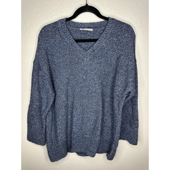 Everlane Sweater Womens Large Blue Marled Cotton Big Knit Pullover Relaxed Soft - Picture 1 of 6